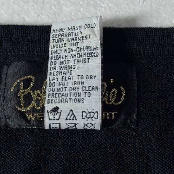 VTG Sparkle & Shine: Bob Mackie Wearable Art Silver Embellished Black Sweater - Picture 7 of 8